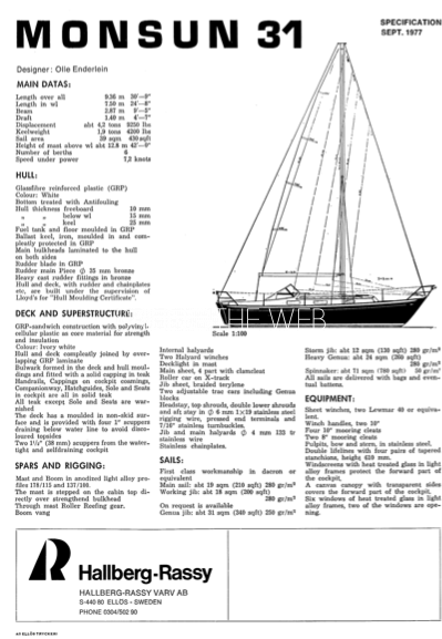 hallberg rassy monsun 31 sailboatdata